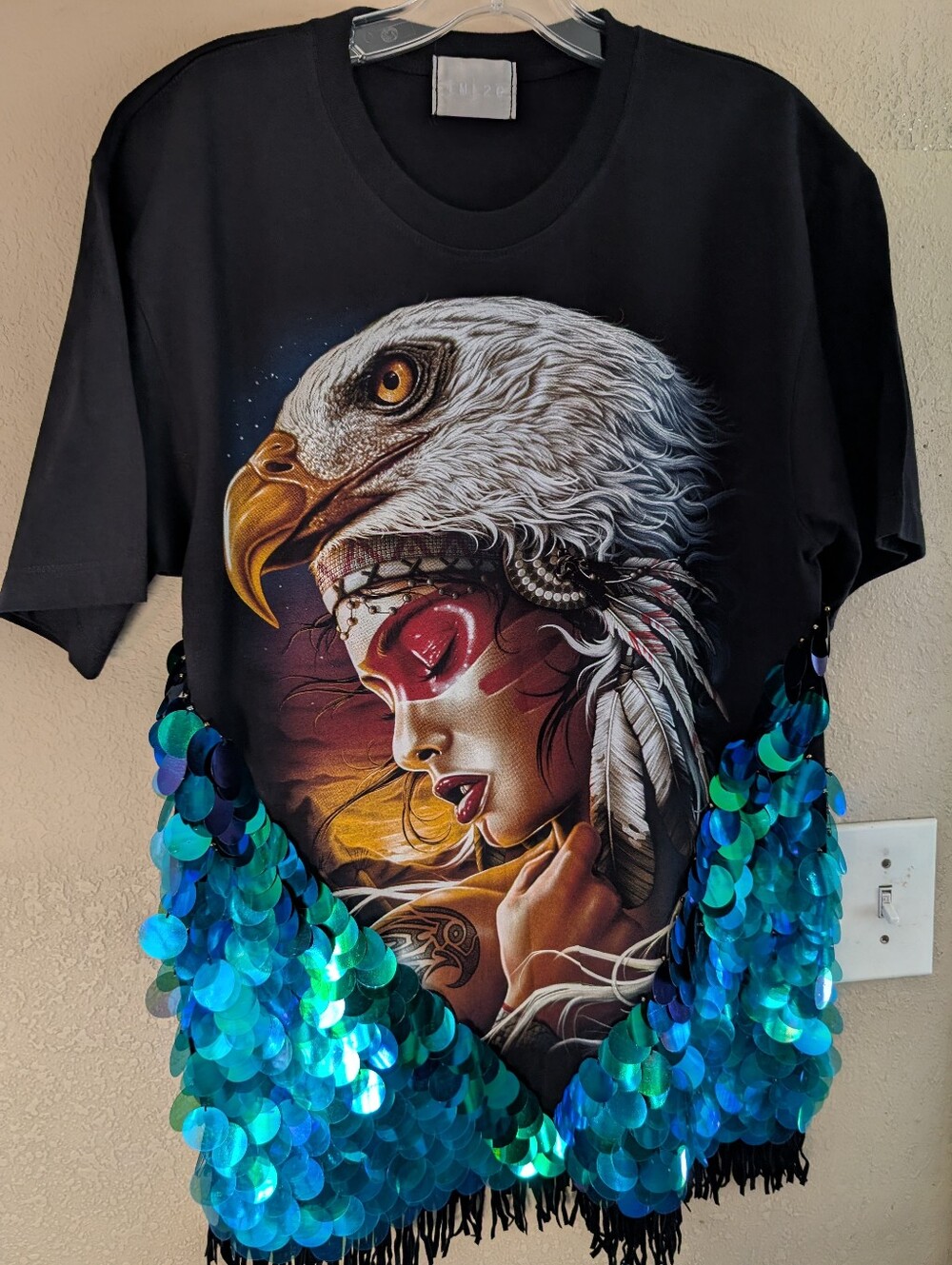 Twi2e Eagle Spirit Warrior Woman Native American  T Shirt Oversized Women Size L